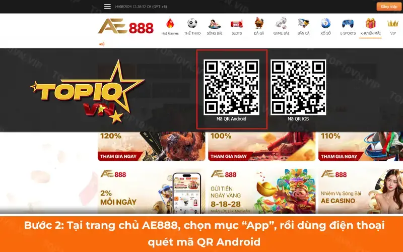 Chọn mục App, quét mã QR